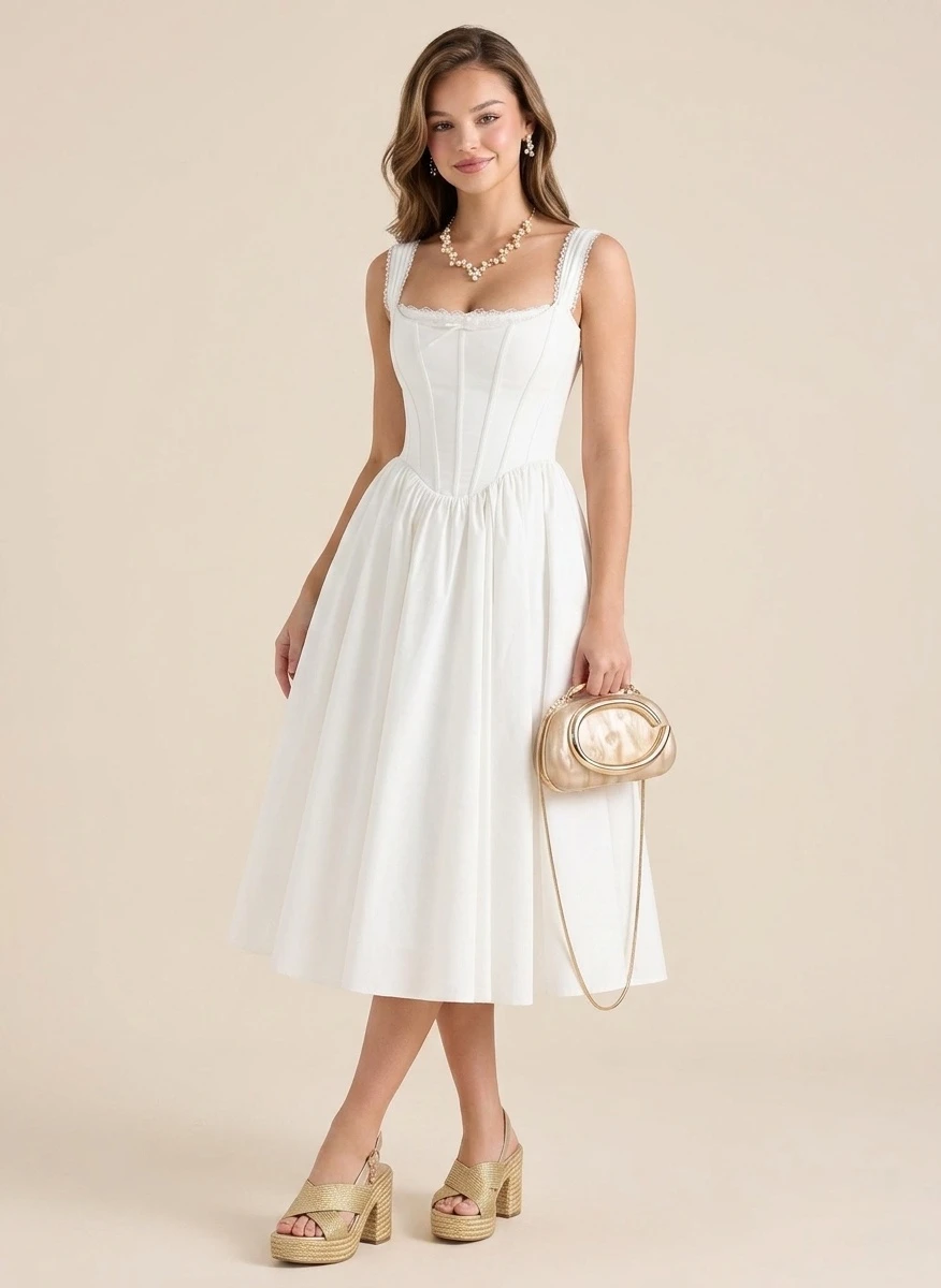 House of CB House of CB Amara stretch cotton corset midi dress in white -  Dresses & Skirts - Compare Prices from 6+ Stores - Free Shipping -  BeyondStyle